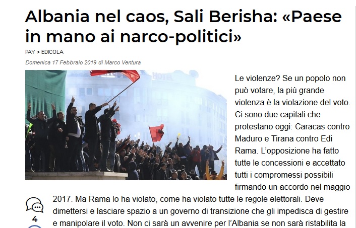 "Rama të ikë, ose njerëzit do e vrasin", shokon Berisha në intervistën për "Il Messaggero" 1 berisha messaggero