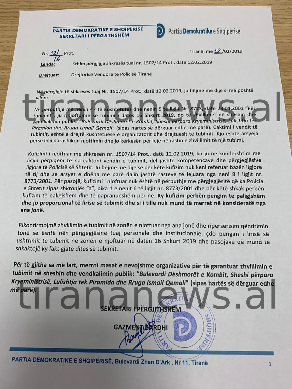 Protesta / Zbulohet kërkesa e PD drejtuar policisë: Është nën përgjegjësinë tuaj personale dhe institucionale çdo pengim 1 dfea7a12 dca7 4623 9804 a62c4df459b8