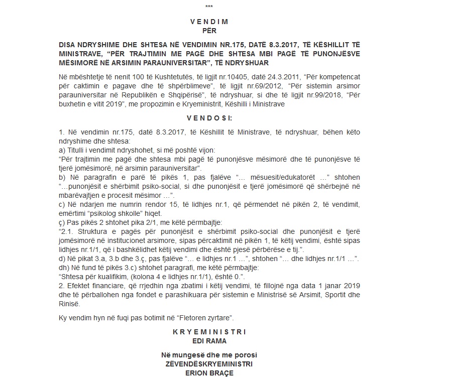 Vendimi i qeverisë/ Nuk do të quhen më psikologë shkollash, por punonjës psiko-social. Si ndryshon paga 1 vendimi 1