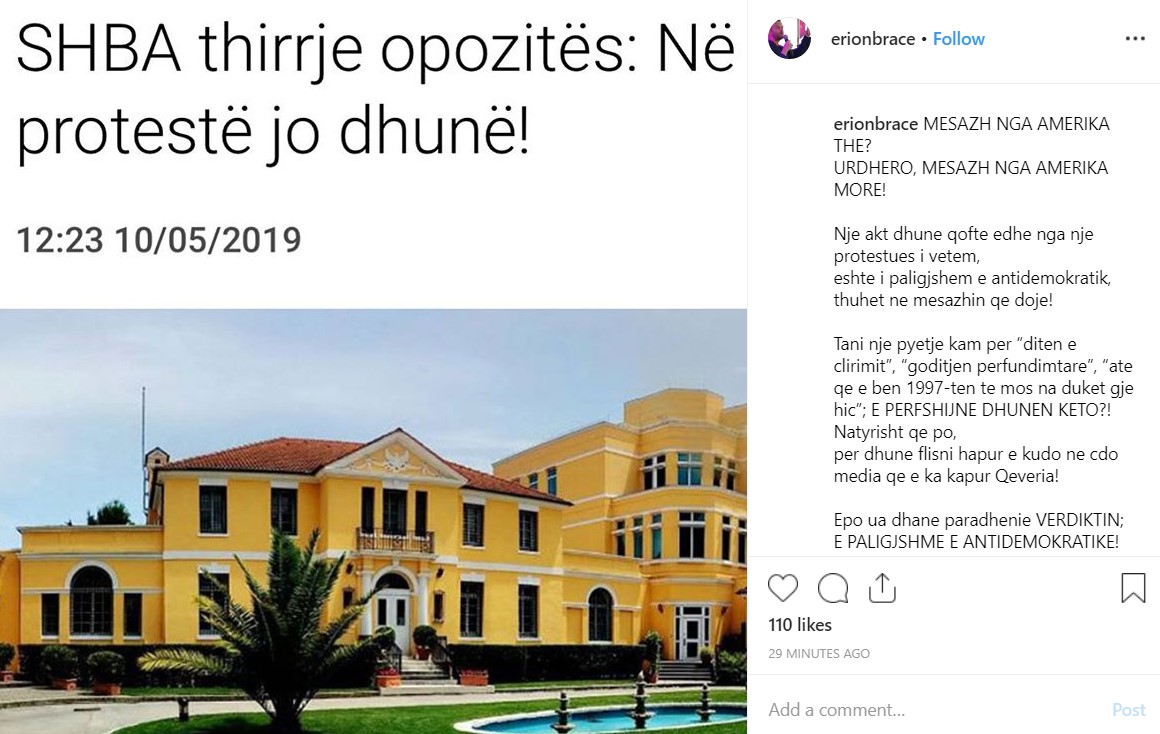 Braçe-opozitës për protestën: Mesazh nga Amerika, ua dhanë paradhënie verdiktin 1 brace 1