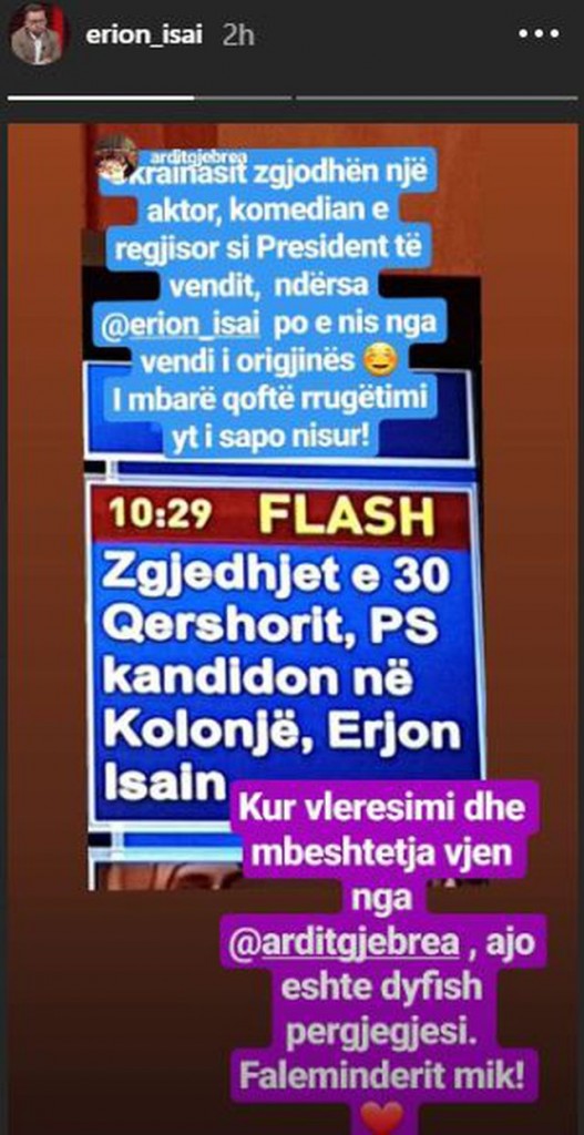 Aktori i njohur i humorit, kandidat i PS për kryetar bashkie. Ardit Gjebrea ka një mesazh, ja çfarë shkruan 1 isai
