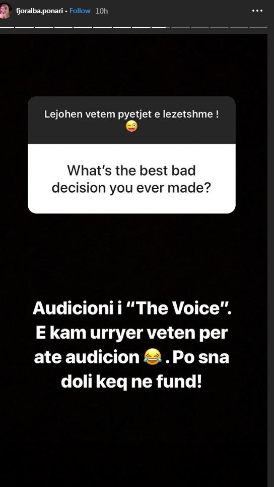 Rrëfehet Fjoralba Ponari, e paska urryer veten në audicionet e "The Voice" 1 1 10