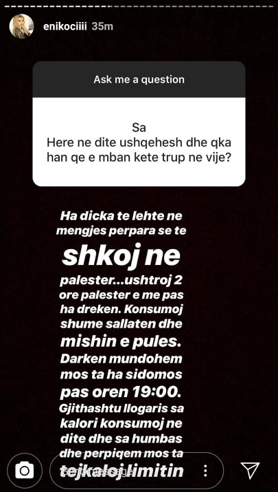 Eni Koçi zbulon regjimin e saj ushqimor dhe stërvitor për të pasur një trup si të sajin 2 Eni 3