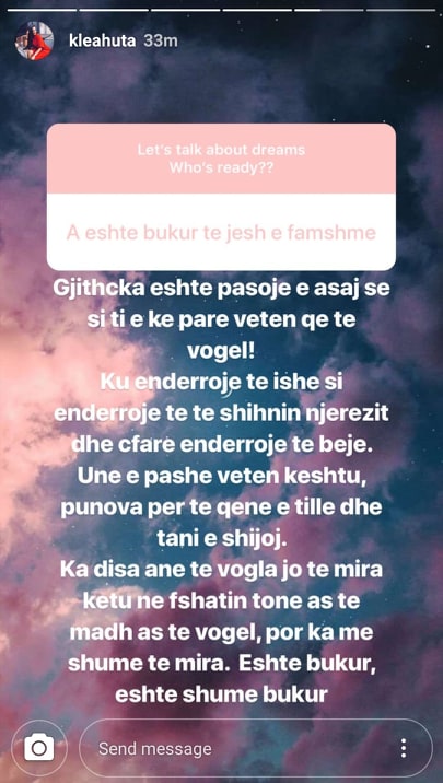 “A është bukur të jesh e famshme”, Klea Huta i përgjigjet fansit 1 Kle 2