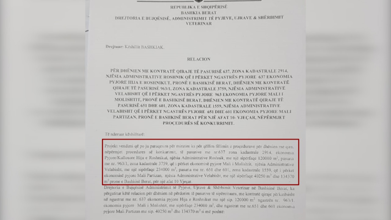 Skandali i kryetarit të bashkisë së Beratit. Jep me qera 500 mijë metër katror tokë në ditët e fundit të pushtetit 3 a3a2c4f1 be2a 4adf 8892 3587f2683200