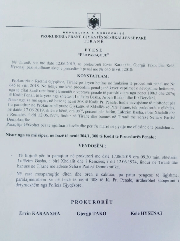 Kontrata e lobimit në SHBA, Prokuroria merr të pandehur Lulzim Bashën 1 fletthirrja prouroria