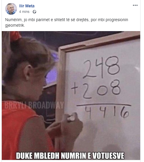 Zgjedhjet/ Meta ‘tallet’ me shifrat e publikuara: Numërim mbi progresionin gjeometrik 1 Meta fb