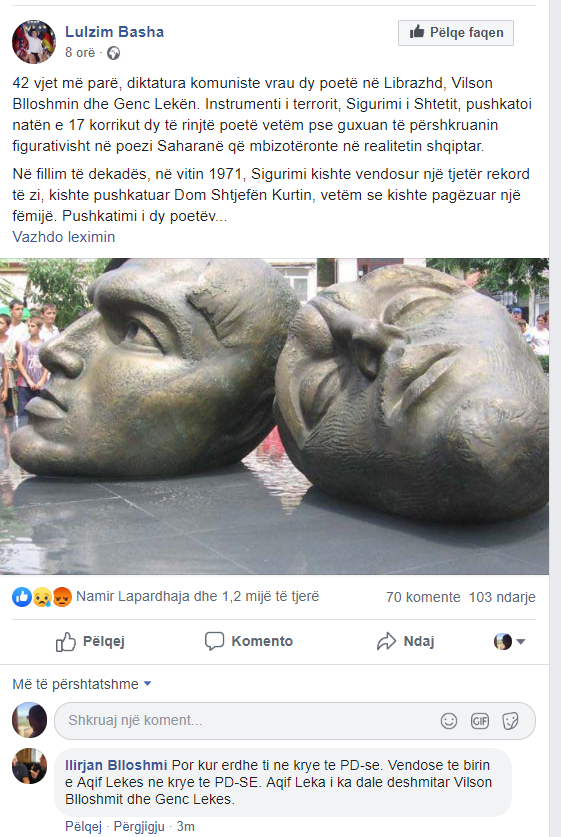Lulzim Basha kujton dy poetët e pushkatuar, i nipi e nxjerr blof: Djalin e dëshmitarit ti e vure kryetar të PD-së 1 blloshmi