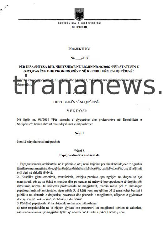 Ekskluzive / Nga takimet me personat nën hetim tek daljet në media, Kuvendi forcon dënimet për magjistratët 1 prpojektligj 1