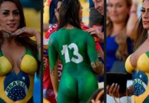 Tifozja braziliane shkoi në finale nudo, me trupin e mbuluar me bojë 7 tifozja