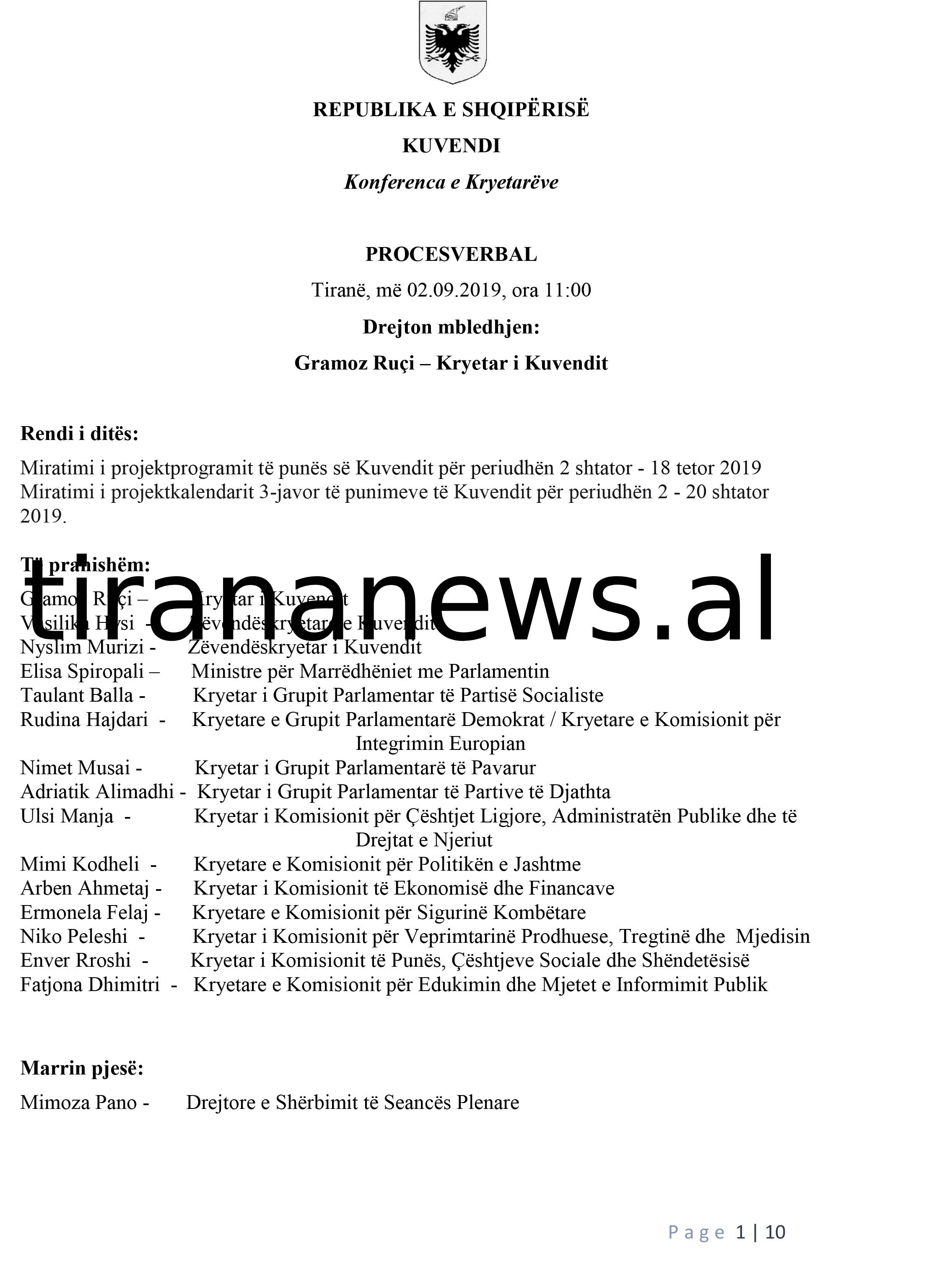 Faksimile / Mazhoranca në hall me deputetët e rinj, Balla i kërkon Ruçit t'u bëjë trajnim 1 20190906095018Konferenca 2 shtator 2019 1