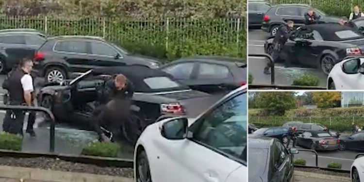 Video / Ndjekje si në filma, policia thyen xhamin e “Audi”-t dhe nxjerr zvarrë shoferin britani