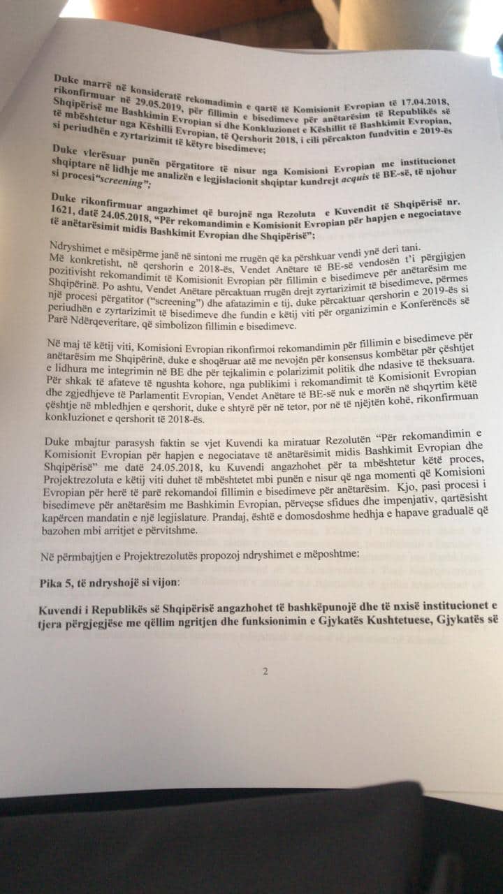 P.rezoluta e Kuvendit për negociatat/ Bushati kërkon hapa konkretë dhe një plan pune të qeverisë 2 bushati rezoluta 3