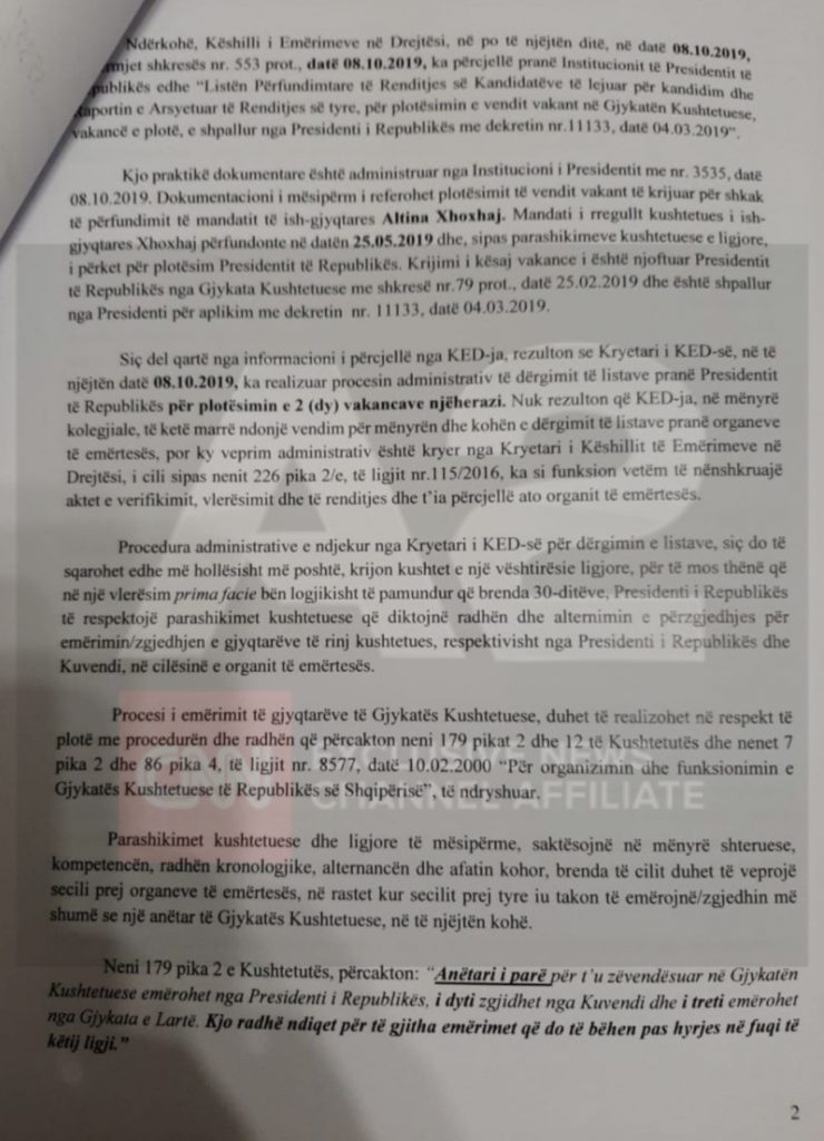 Çfarë po ndodh me Gjykatën Kushtetuese? Meta i kërkon KED të pezullojë procesin 2 2 5