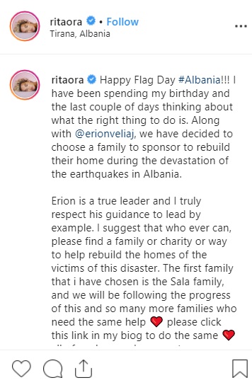 Rita Ora merr përsipër të rindërtojë një shtëpi në Zall Herr 1 rita ora