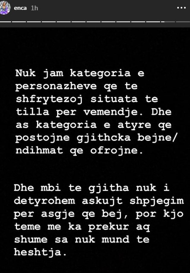 “Nuk shfrytëzoj situata të tilla për vëmendje”, Enca reagon, pasi e akuzuan se s'ka dhënë ndihmë pas tërmetit 1 1 6