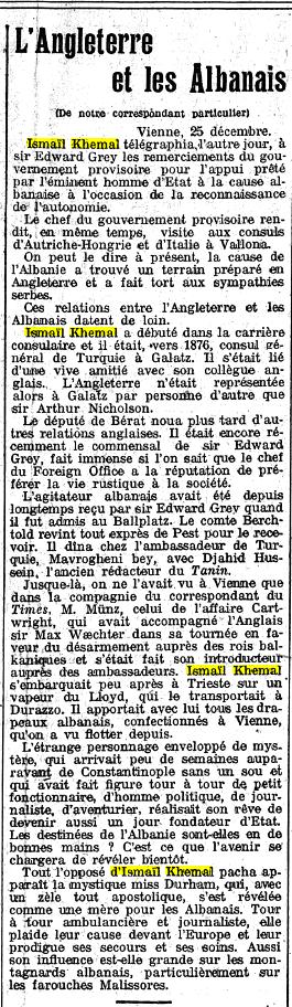 L’Écho de Paris (1912) / Roli i Ismail Qemalit në marrëdhëniet midis Anglisë dhe shqiptarëve 1 1577431859
