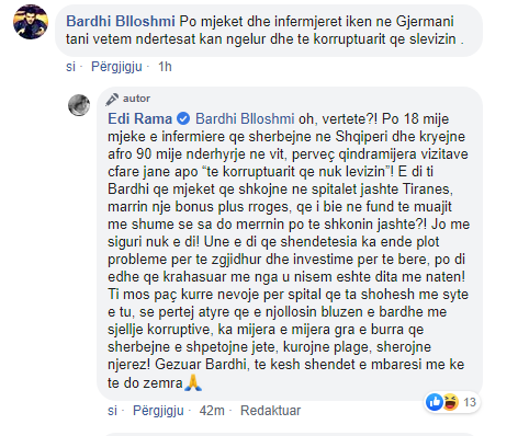 “Ndërtesat kanë ngelur se mjekët…”/ Rama përplaset me komentuesin: Mos paç kurrë nevojë për spital, por ka mijëra… 1 komente rama