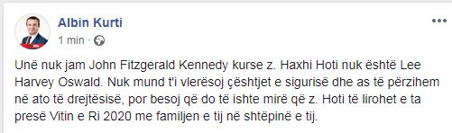 Kurti reagon për herë të parë pas deklaratës kërcënuese: Hoti të lirohet dhe ta presë Vitin e Ri… 1 kurtiii 1