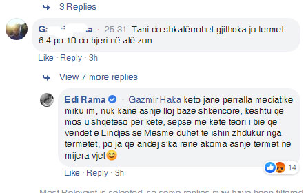 Marrëveshja me Kompaninë italiane ENI/ Komentuesi: Tani jo tërmet 6.4, po 10 do bjerë. Rama: Janë përralla mediatike miku im 1 replika