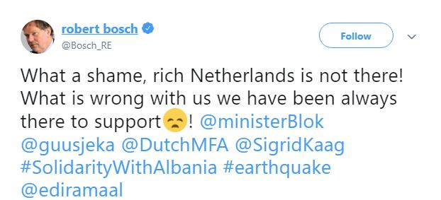 Lista e shteteve që ndihmuan Shqipërinë, ish-ambasadori: Çfarë turpi, Holanda e pasur nuk është aty 1 robert bosch