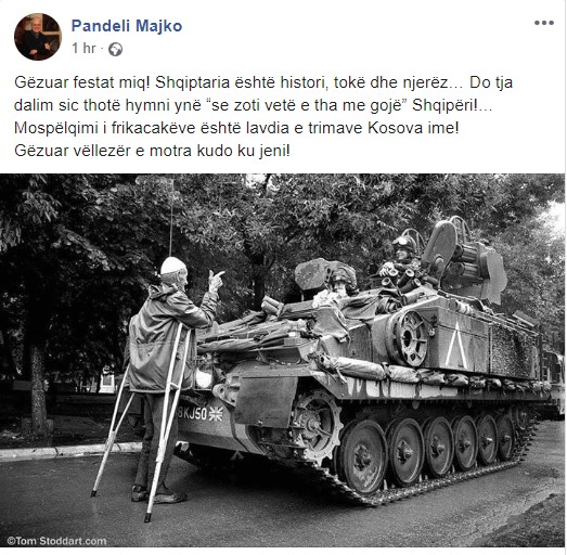 Pandeli Majko uron Krishtlindjet me mesazhin e koduar: Mospëlqimi i frikacakëve është lavdia e trimave Kosova ime 1 tanku