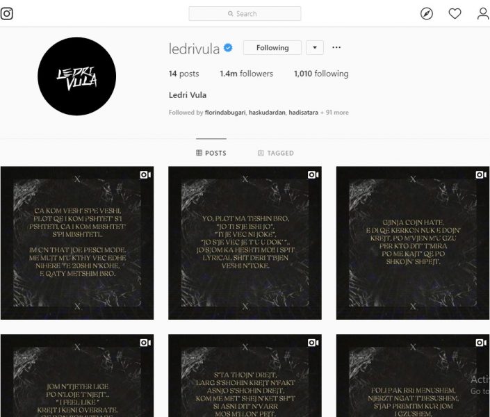 Ledri Vula sërish aktiv në Instagram, zbulohet arsyeja pse i fshiu të gjitha postimet 1 LEDRI VULA
