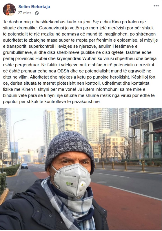 Me maskë në fytyrë, ambasadori jep mesazhin: Shtyni udhëtimet për në Kinë 1 ambasadori