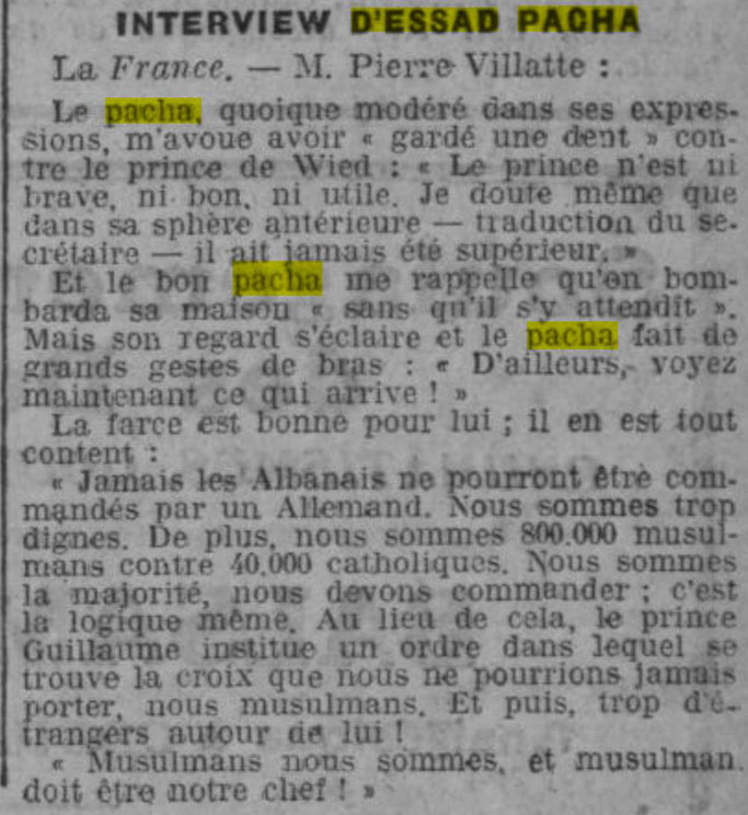 Esat Pasha – gazetarit të La France (1914) : “Myslimanë jemi dhe mysliman duhet të jetë udhëheqësi ynë !” 1 image 12