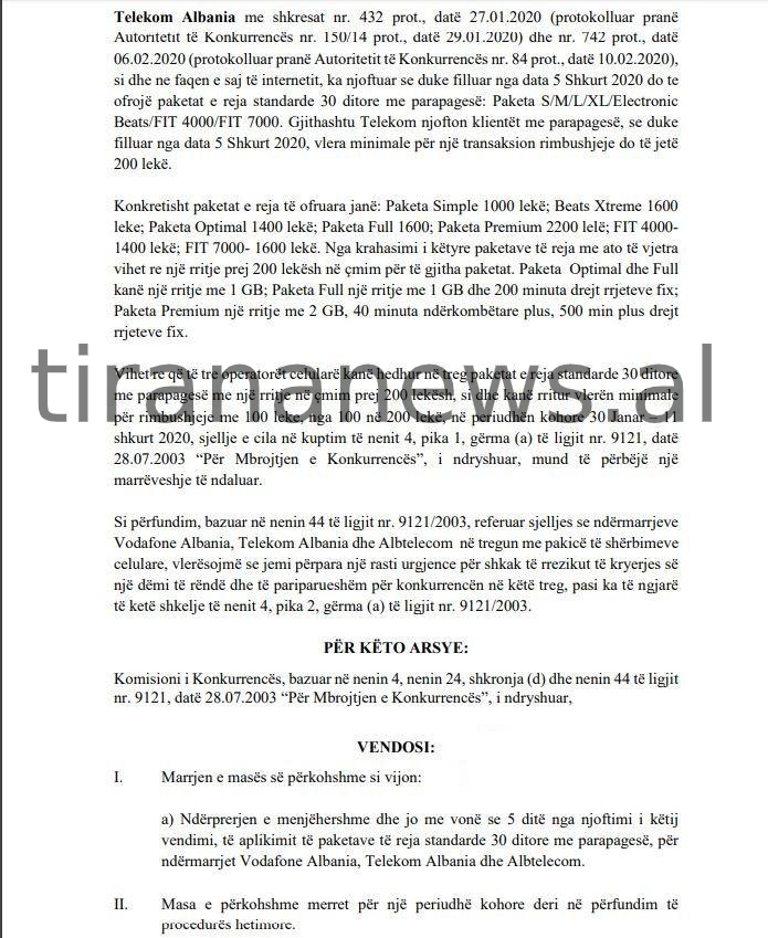 Autoriteti i Konkurrencës pezullon vendimin për rritjen e tarifave të kompanive celulare nga Telecom Albania, Vodafone dhe Albetelecom 3 436489 2