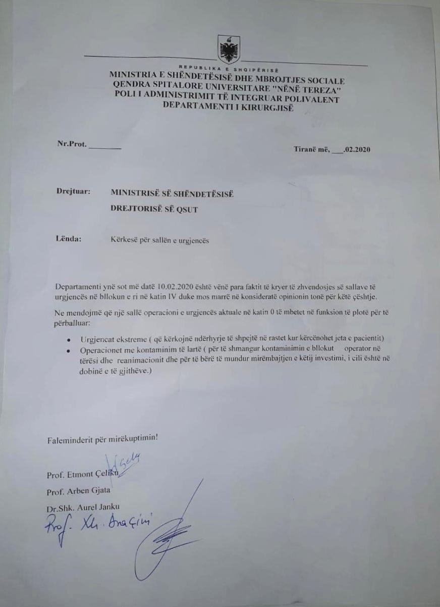 Kirurgët kundër QSUT për zhvendosjen e sallave të operacionit: Dëmtohen pacientët 1 WhatsApp Image 2020 02 11 at 10.18.49