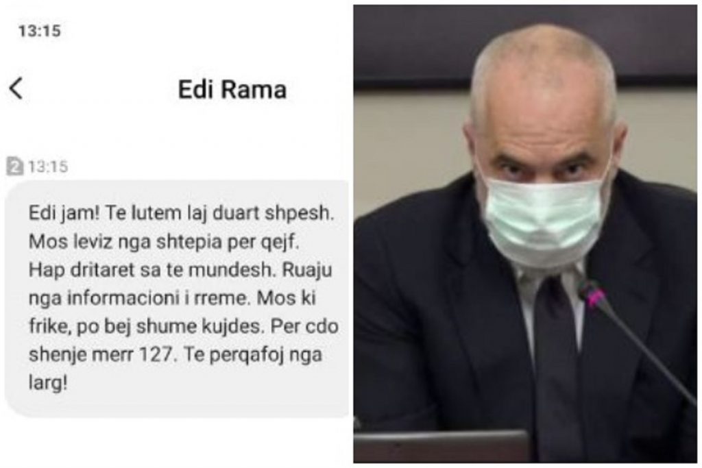 “Edi jam, të lutem…” Kryeministri mesazh në celular qytetarëve për koronavirusin: Disa këshilla dhe një përqafim nga larg edi rama mesazh 2 1
