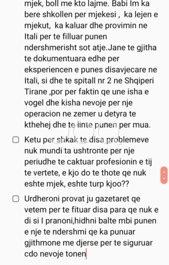 Reagon vajza e infermierit nga Vora: Nuk është turp të bësh punë të tjera për të mbajtur familjen 1 r 3