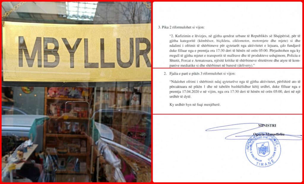 Urdhri i MSH: Nga sot deri të hënën në orën 05:00 gjithçka mbyllur! 001