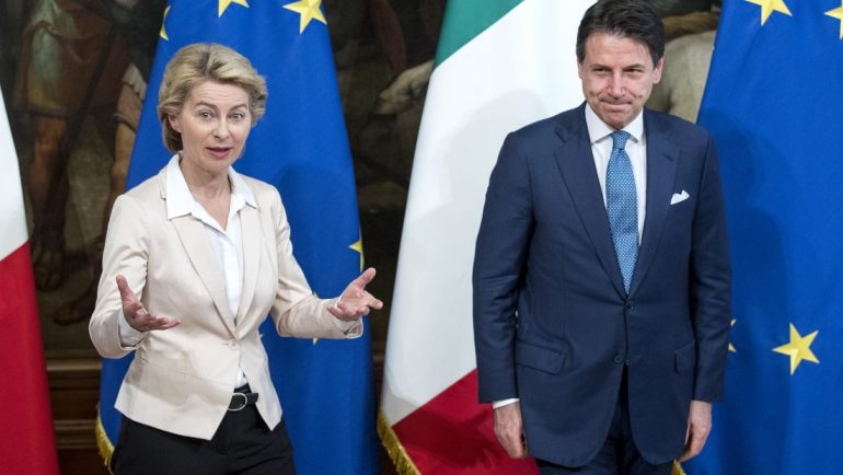 Conte mesazh të forte BE-së: Italia iu tronditi ndërgjegjen! 1564744250 conte von der leyen 1100x620 770x434 1