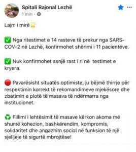 Lezhë/ Asnjë rast i ri me COVID-19, shërohen 11 pacientë 1 4435c9d3 79eb 4f66 a779 0278cdf01d52 e1587112754975 313x350 1
