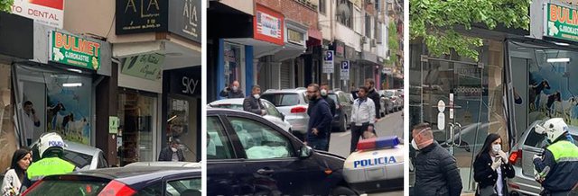 Aksident masiv në ish-Bllok/ Makina e drejtuar nga polici përfundon brenda një biznesi, disa të plagosur 640 0 5e95a53805cae