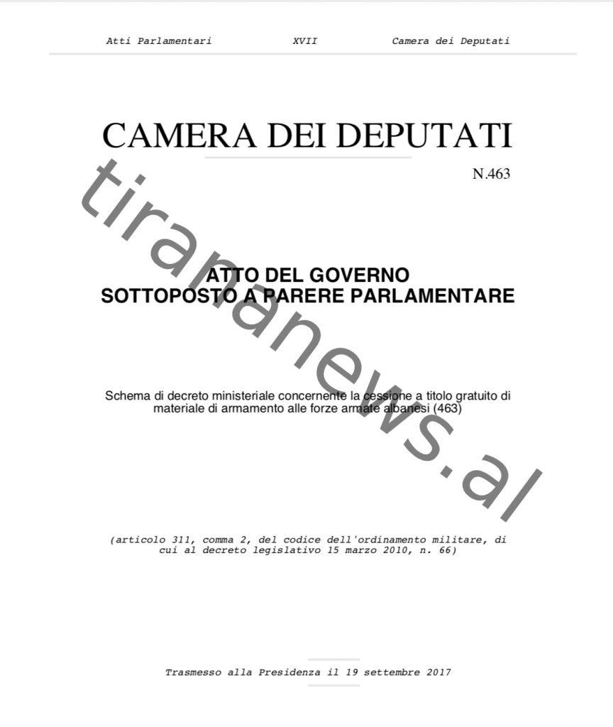 Faksimile / Shqipëria kërkesë Italisë për 160 mjete të blinduara, parlamenti italian analizon marrëdhëniet tona me Turqinë dhe Erdogan 1 Screenshot 2020 04 04 at 21 2