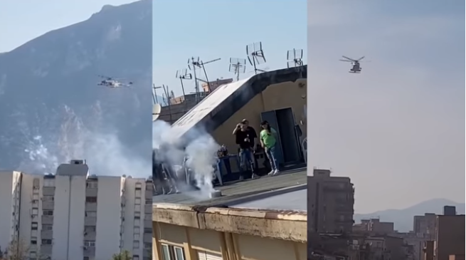 Festuan Pashkët në tarracën e pallatit në kohë koronavirusi, banorët “sulmojnë” helikopterin që i ndërpreu choper