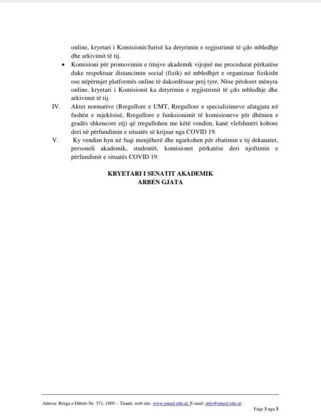 Covid-19/ Universiteti i Mjekësisë mbyll vitin akademik, ja si do bëhen provimet 1 dok 3 640x833 1