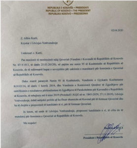 Thaçi letër Kurtit: Më jep një emër të ri për kryeministër 1 leter