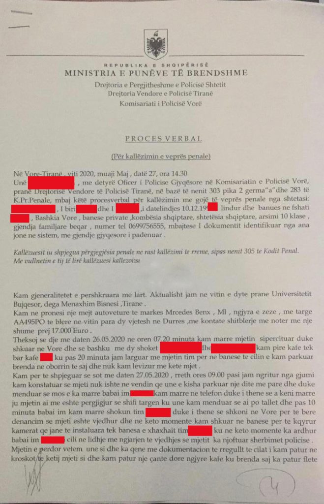 “5 mijë euro shpërblim kush ma gjen”, djalit i vjedhin makinën në oborrin e shtëpisë, zbardhet denoncimi 1 2 32