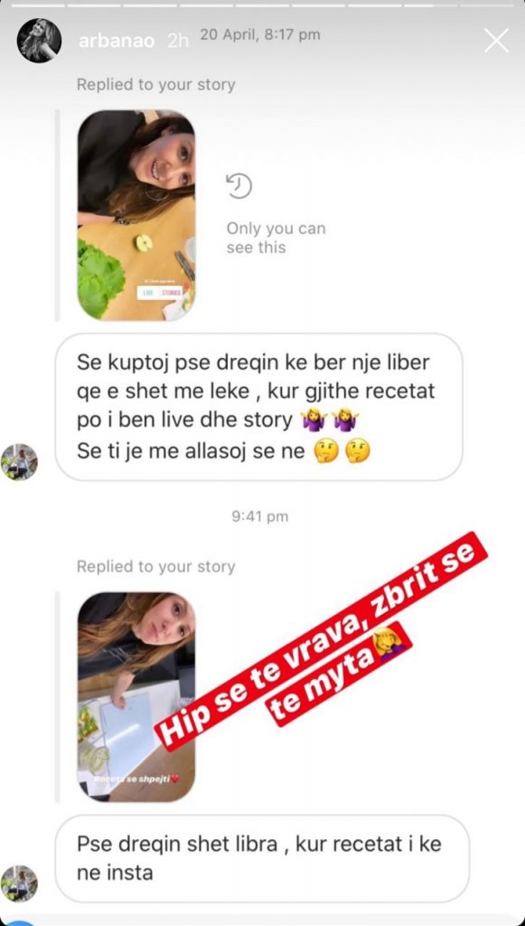 Gatuan recetat e librit në Instagram, Arbana Osmanin e gjen “belaja” me ndjekësit: Hip se të vrava, zbrit se të mbyta 1 Arbana Libri