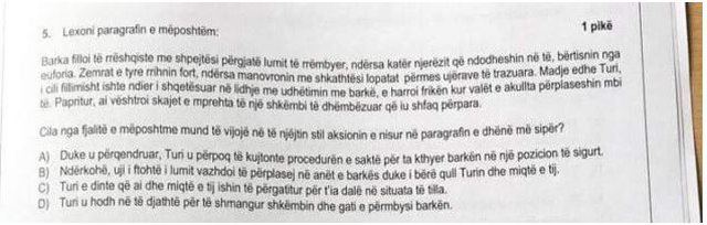 “Çfarë bëri Turi, se më iku truri...!”, kjo është pyetja që revoltoi studentët në testin e Letërsisë 1 640 0 5ee3941c0fa6a