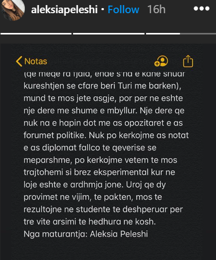 “S’po kërkojmë diploma false”- Vajza maturante e ish-zv.kryeministrit të PS-së Niko Peleshi reagon pas deklaratave të Besa Shahinit: Nuk është lëvizje opozitare, po talleni me djersën tonë 5 aleksia peleshi2