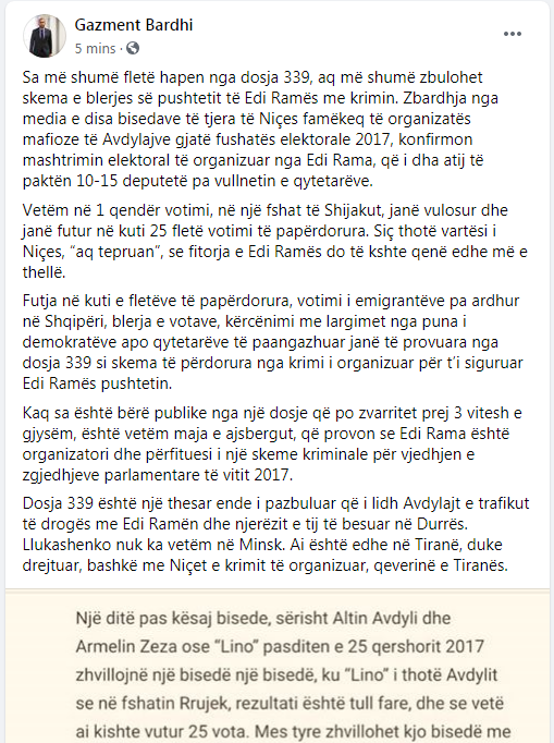 “Lukashenko nuk ka vetëm në Minsk”, PD: Rama, organizatori dhe përfituesi i një skeme kriminale për vjedhjen e zgjedhjeve 2017 1 Bardhi fb