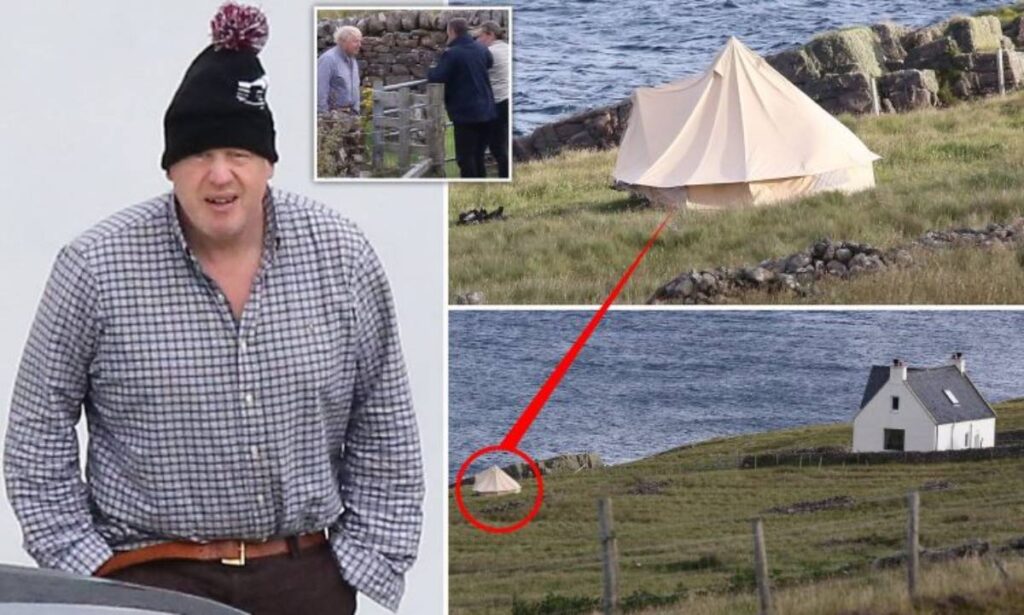 FOTO/ Kryeministri britanik kalon pushime modeste dhe pa shpenzime, kamping me çadër në Skoci JOHNSON1