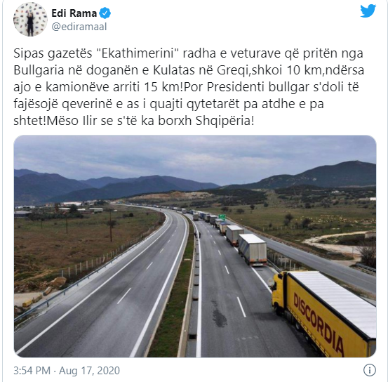 "Pushime për shtatë palë qejfe", Rama ka këtë përgjigje për Metën: Radha e veturave në Bullgari ishte 10 km, por Presidenti s’doli të fajësojë qeverinë 1 Rama 3