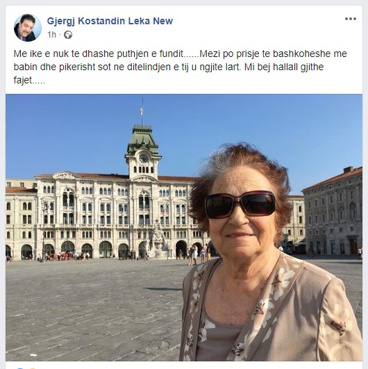 “Nuk të dhashë dot puthjen e fundit”/ Gjergj Leka i dedikon mesazhin prekës të ëmës së ndjerë 1 Screenshot 2