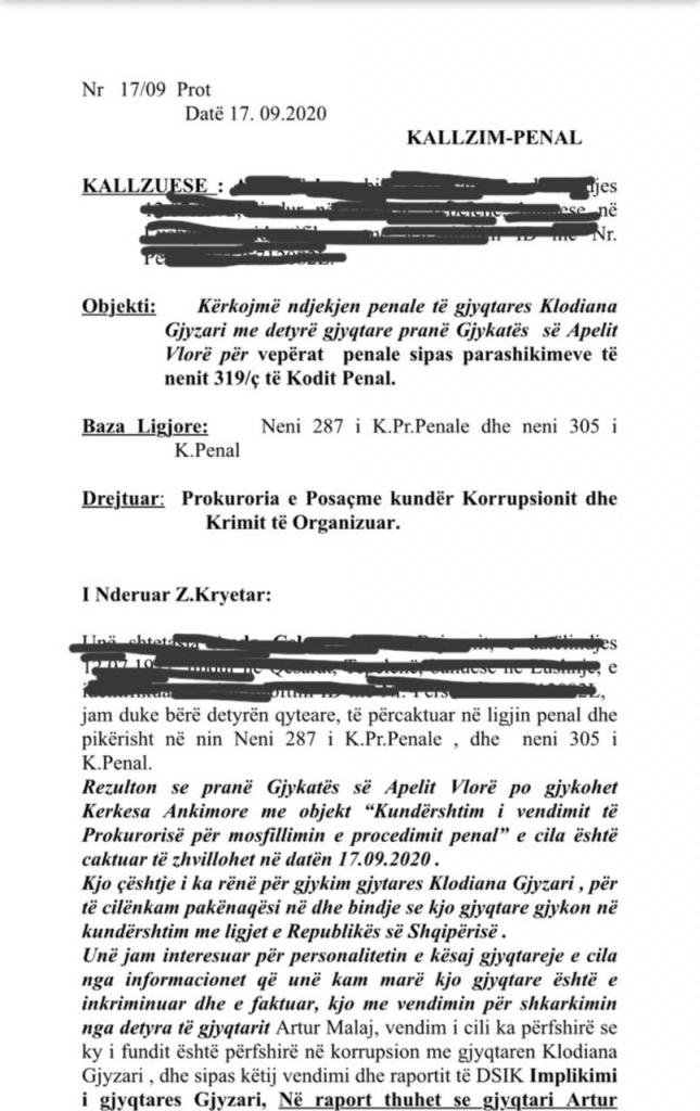 Dokumenti/ "Boom" kallëzimesh nga qytetarët në SPAK, këtë herë radhën e ka gjyqtarja Klodiana Gjyzari 1 1 5